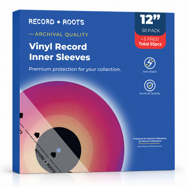 Record Roots Premium Vinyl Record Inner Sleeves packaging, 55 pack